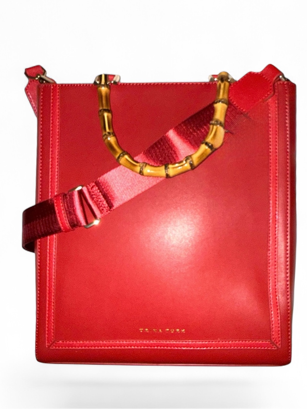 Trina Turk Tall Bamboo Handle Leather Tote - NWT